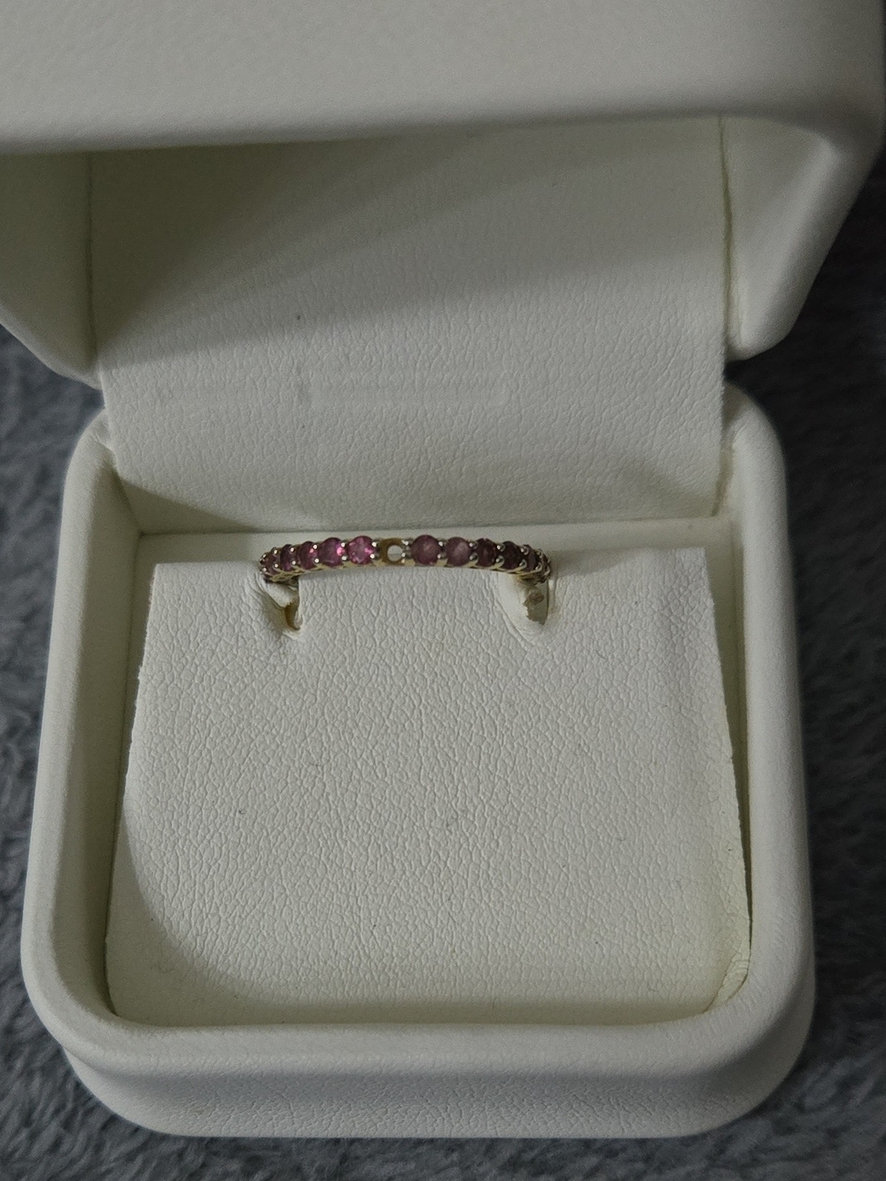 Delicate Pink Sapphire Half-Eternity Ring in 14k Yellow Gold